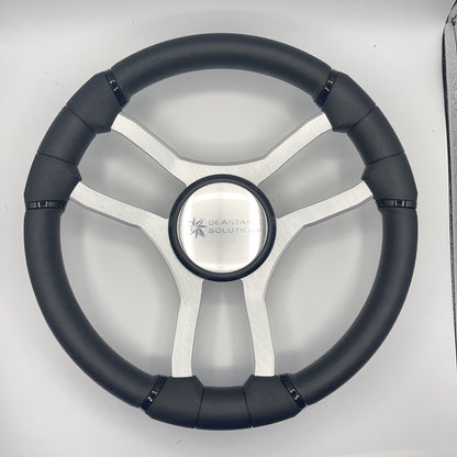 Malera Boat Steering Wheel Brushed Aluminum Spokes | Seastar Solutions