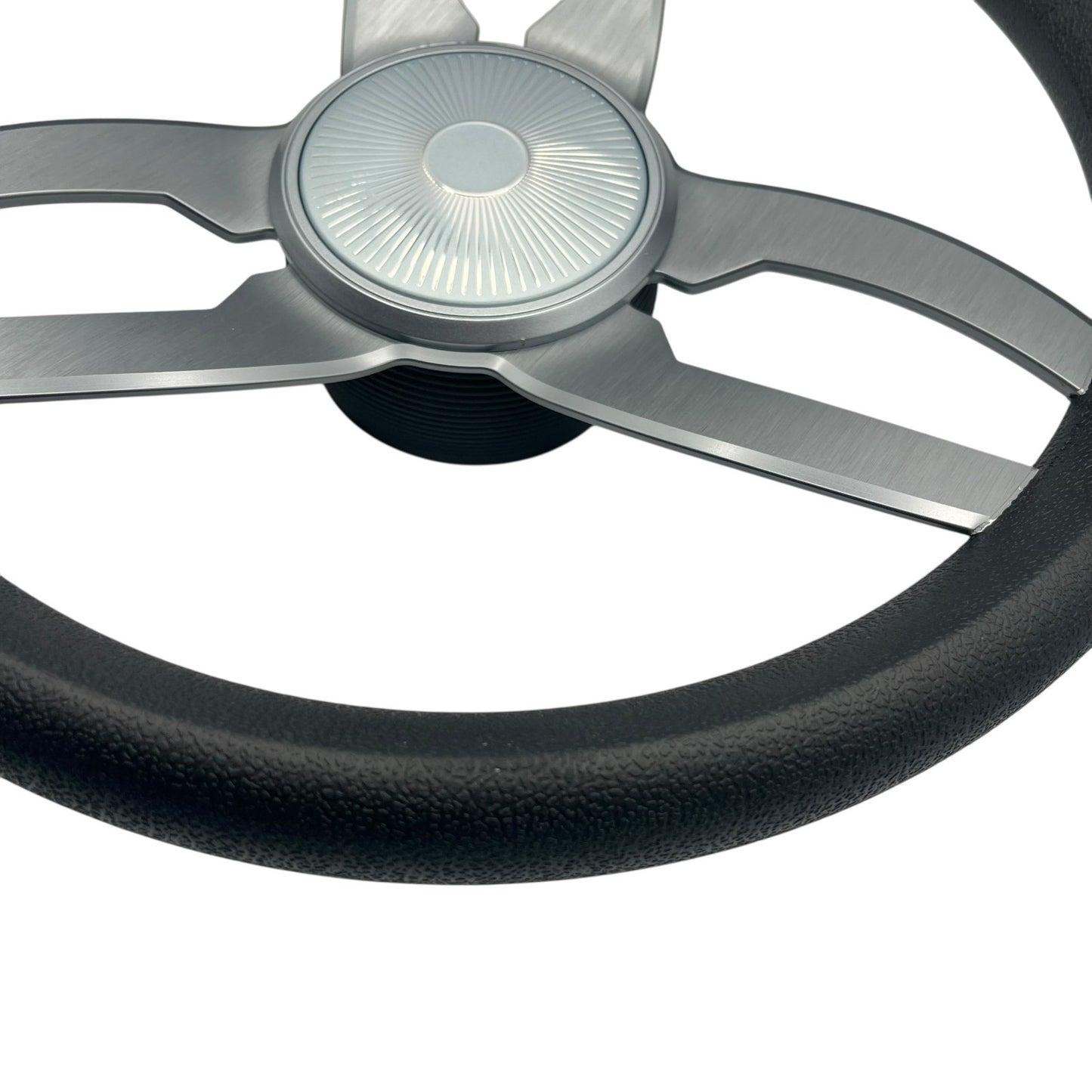 Cabrio Boat Steering Wheel Gray Brushed Alum Spoke | Starburst Center Cap