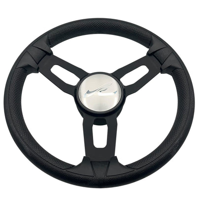 Model 15 Marine Steering Wheel Black Brushed Aluminum Spokes | SeaRay