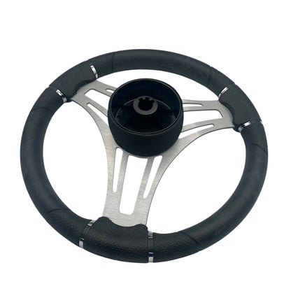 Verona Boat Steering Wheel Gray Brushed Aluminum Spokes | Stabicraft
