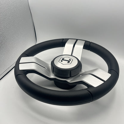 Gussi Italia Boat Steering Wheel Black Aluminum Spoke | Harris