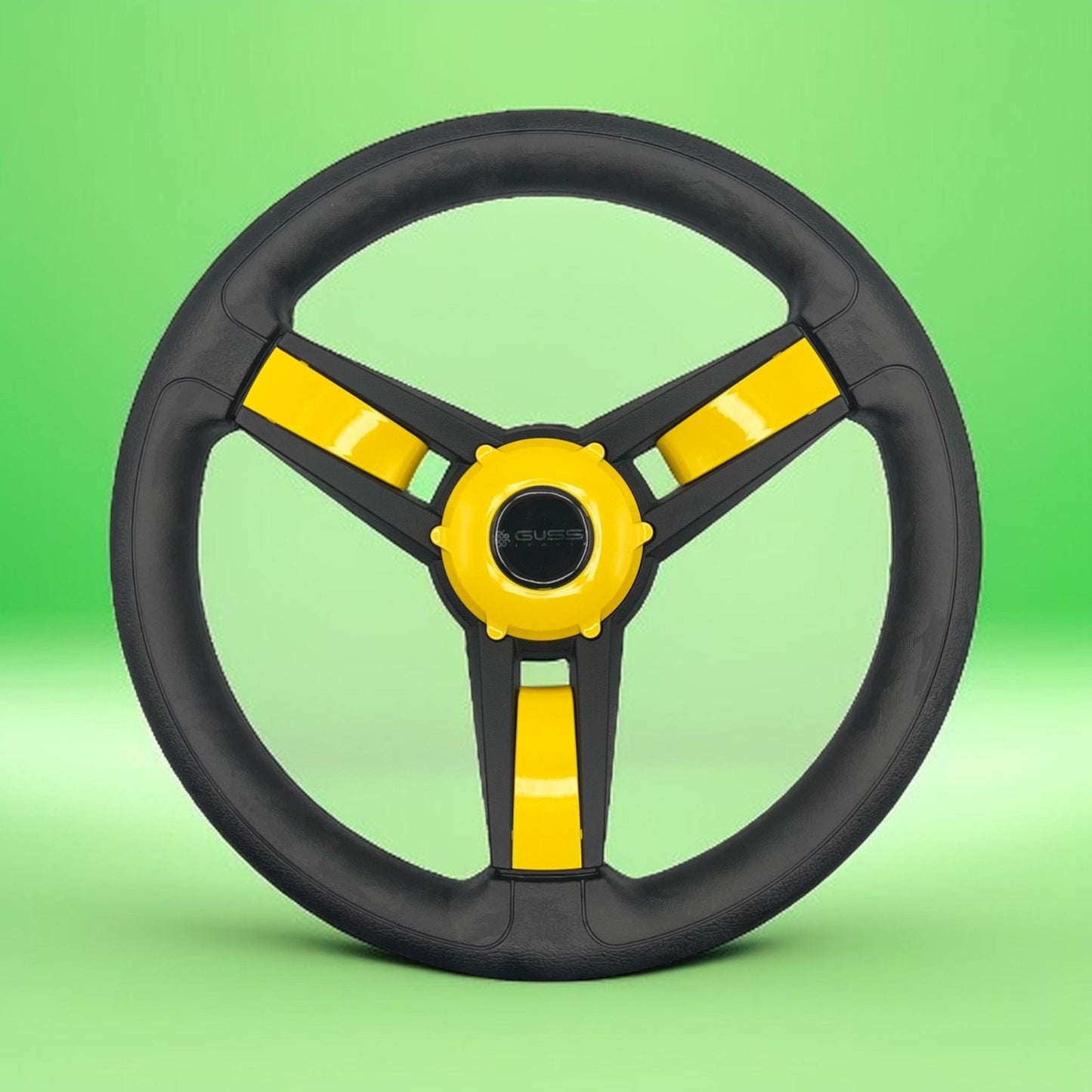 Giazza Golf Cart Steering E-Z-GO HUB Soft Touch Rim ABS Spokes - Yellow Inserts