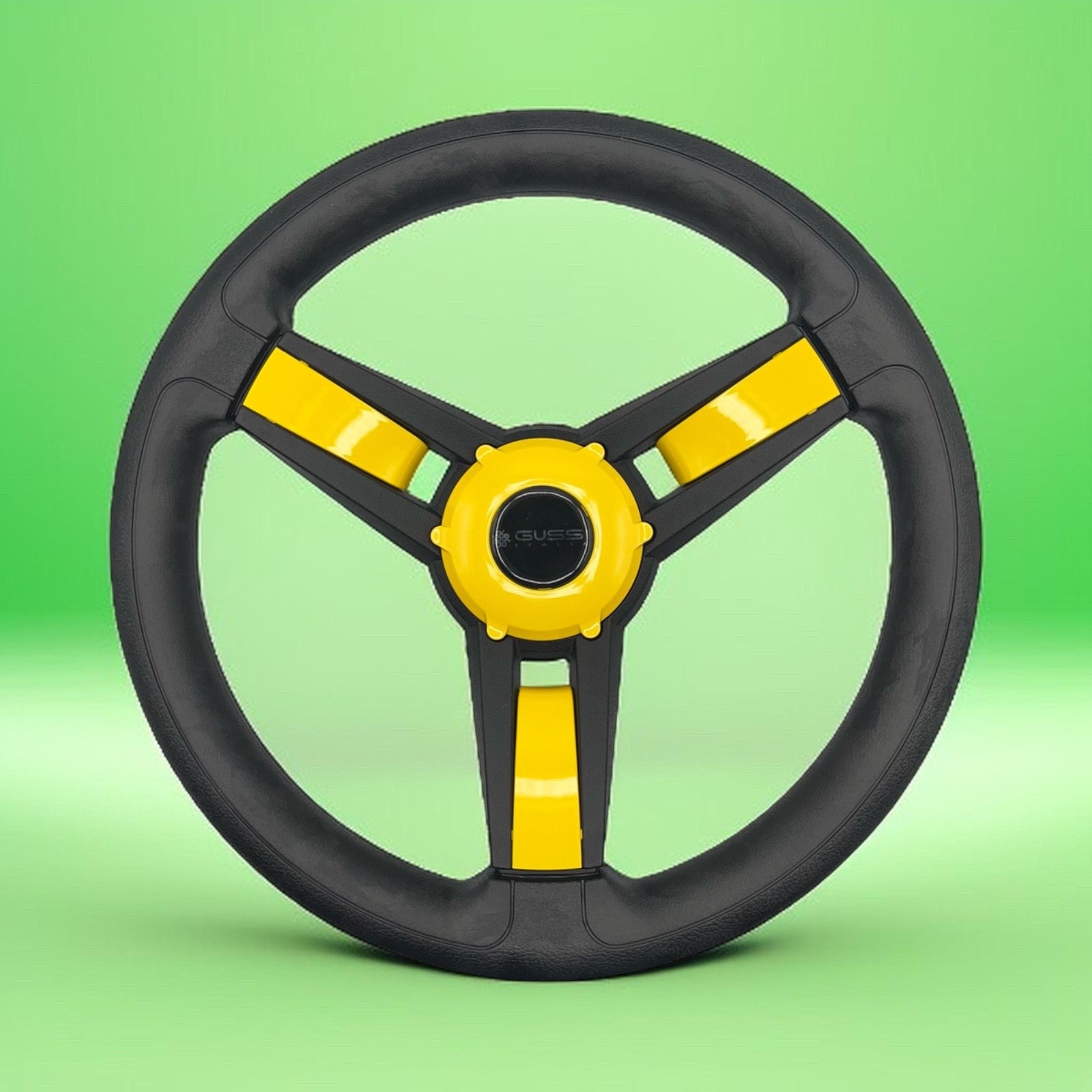 Giazza Golf Cart Steering E-Z-GO HUB Soft Touch Rim ABS Spokes - Yellow Inserts