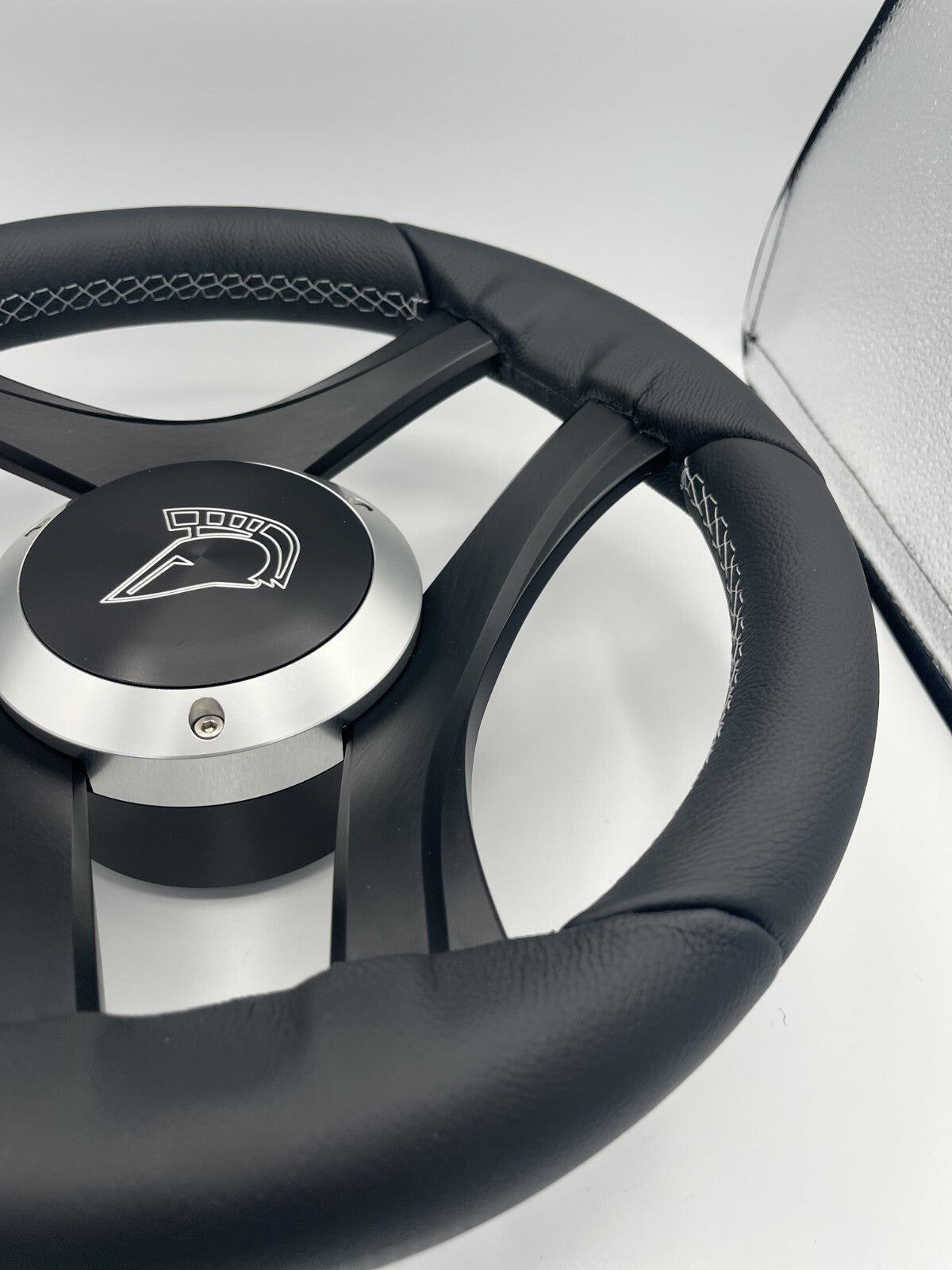 Durello Marine Steering Wheel, Black Leather Rim
