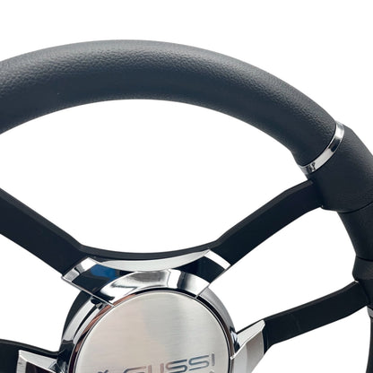 Malera Boat Steering Wheel Black Aluminum Spokes