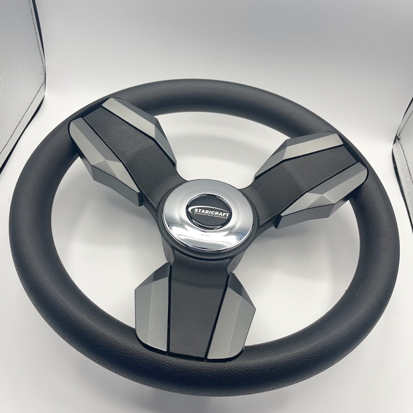 Collina Boat Steering Wheel Dark Gray Inserts - Stabicraft - Keyed ONLY