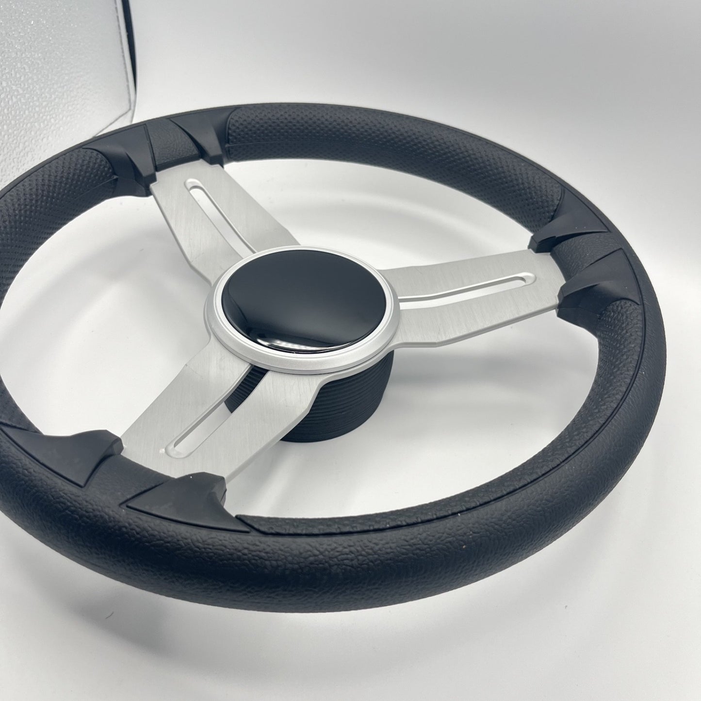 Model 15 Marine Steering Wheel Brush Alum Spokes | Black Dome