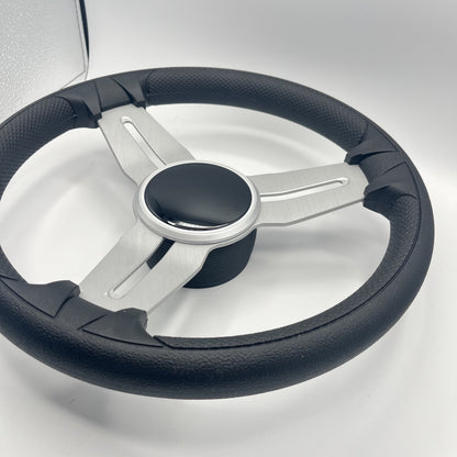 Model 15 Marine Steering Wheel Brush Alum Spokes | Black Dome