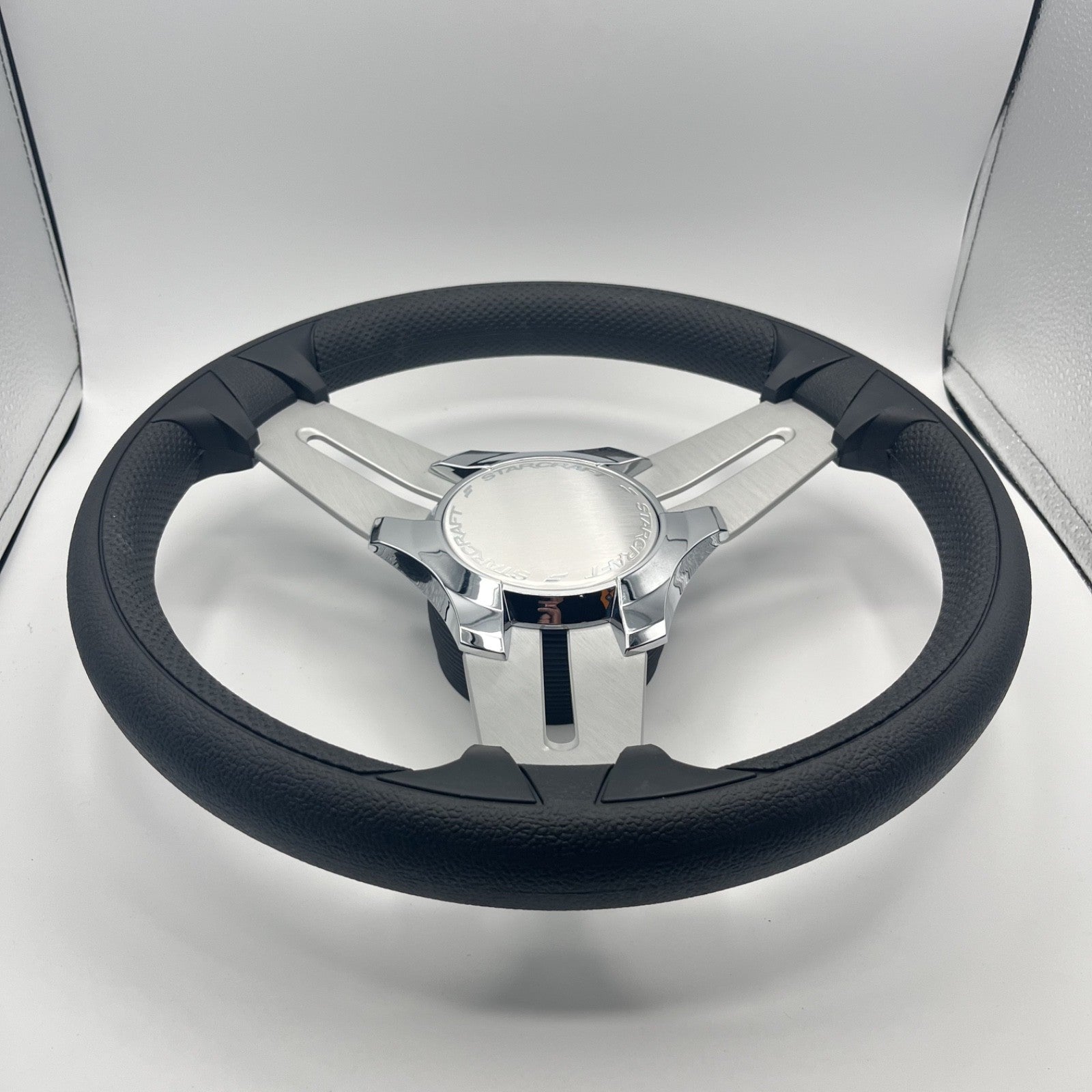 Model 15 Marine Steering Wheel Brush Alum Spokes | Starcraft Chrome