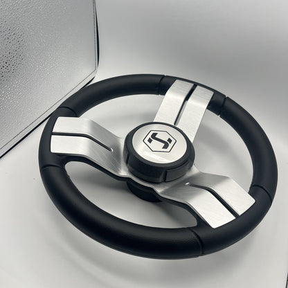 Gussi Italia Boat Steering Wheel Black Aluminum Spoke | Harris