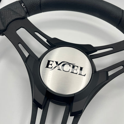 Verona Boat Steering Wheel Black Brushed Aluminum Spokes | Excel Boats