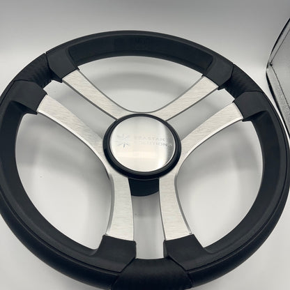 Benaco Boat Steering Wheel Brushed Aluminum Spokes | Seastar Solutions