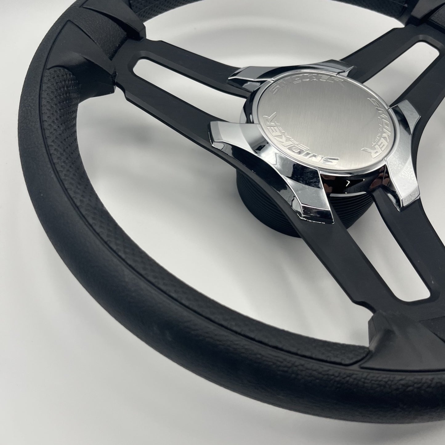 Gussi Italia Marine Steering Wheel Black Brush Metal Spokes | Smokercraft