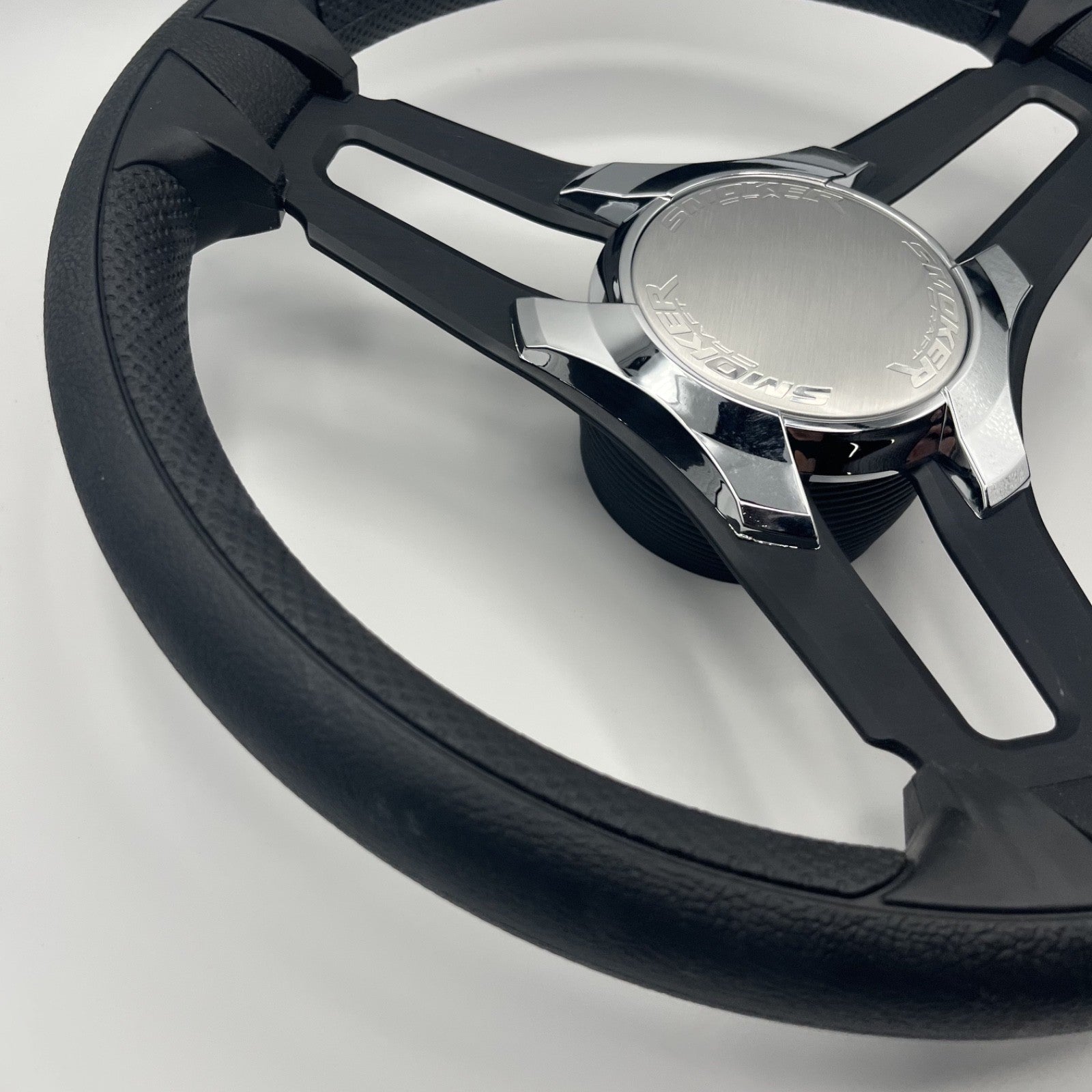Gussi Italia Marine Steering Wheel Black Brush Metal Spokes | Smokercraft