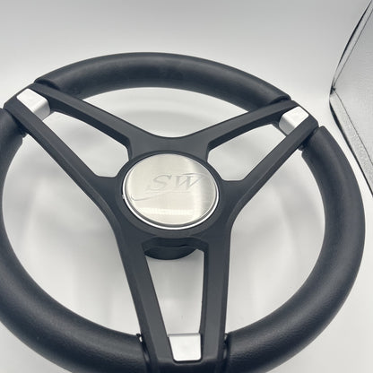 Molino Black w/Soft Touch Urethane Rim Boat Steering Wheel | Blue Wave