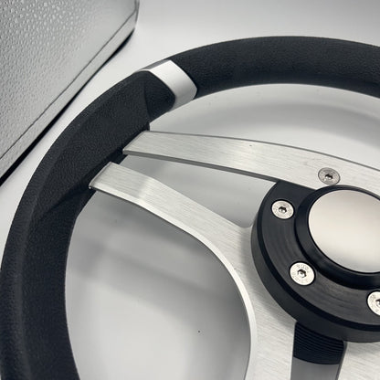 Badia Boat Steering Wheel Brushed Aluminum Spokes | Blank Snap-in