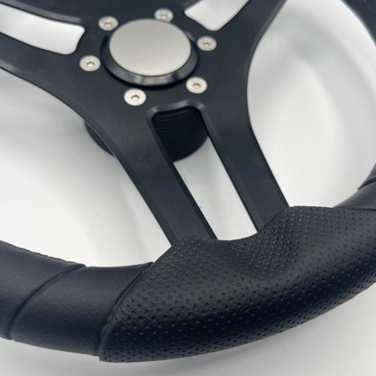Molinara Marine Steering Wheel Black Brushed Alum Spokes | Blank Style