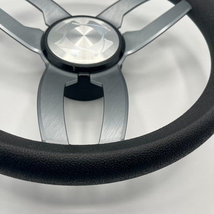 Cabrio Boat Steering Wheel Gray Brushed Alum Spoke | Stingray Boat