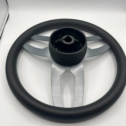 Cabrio Boat Steering Wheel Gray Brushed Alum Spoke | StabiCraft