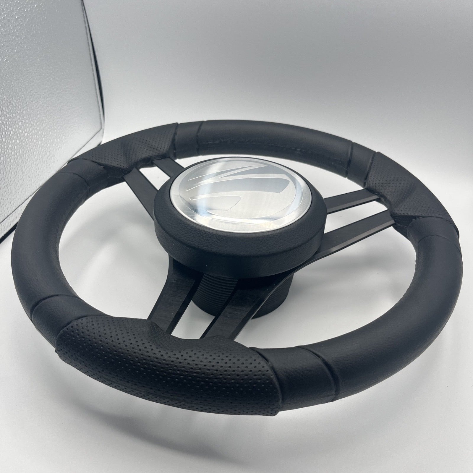 Molinara Marine Steering Wheel Black Brushed Aluminum Spokes | Tige