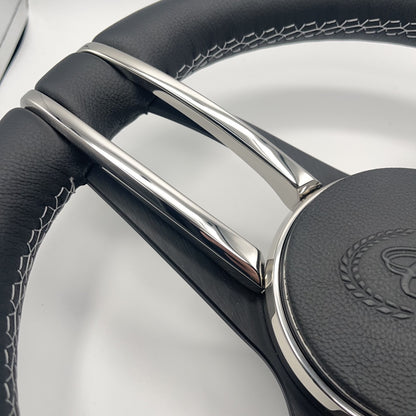 Cobalt Boat Steering Wheel Stainless Steel Spoke Leather Rim | Cobalt Boats Logo