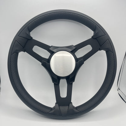 Gussi Italia Boat Model 15 Steering Wheel Black Brushed Alum Spokes |BlackPlain