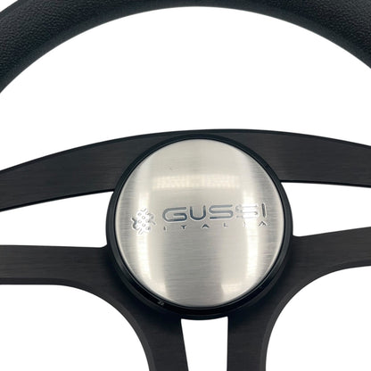 Badia Boat Steering Wheel Brushed Black Aluminum Spokes