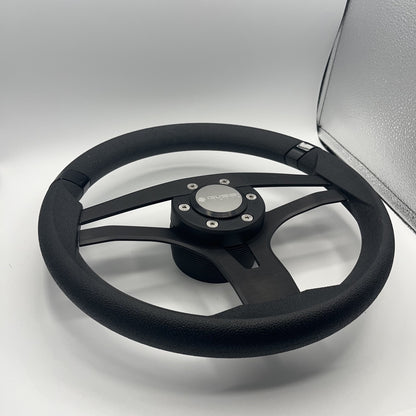 Badia Boat Steering Wheel Brushed Black Aluminum Spokes | Gussi Snap-in