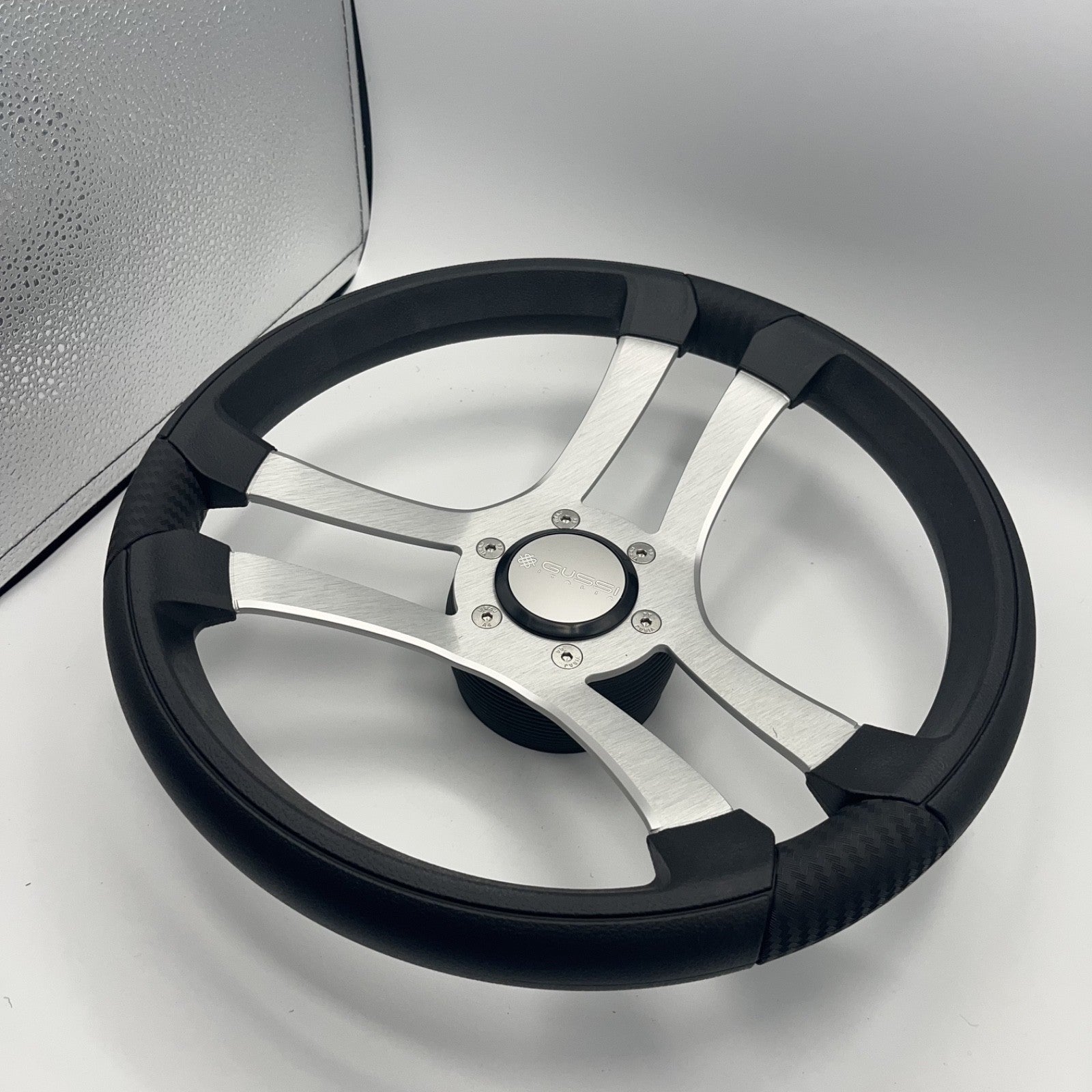 Benaco Boat Steering Wheel Brushed Aluminum Spokes | Gussi Snap-in