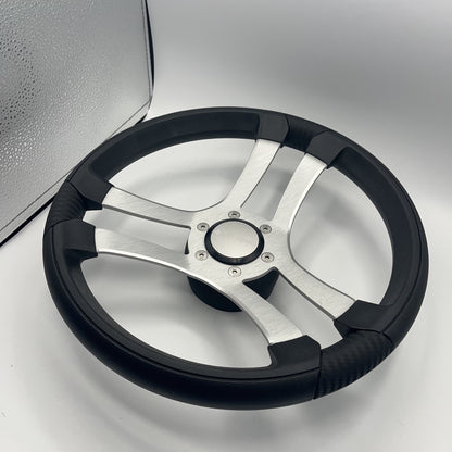 Benaco Boat Steering Wheel Brushed Aluminum Spokes | Gussi Snap-in