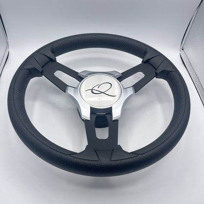 Gussi Italia Boat Model 15 Steering Wheel Black Brushed Alum Spokes | Apex