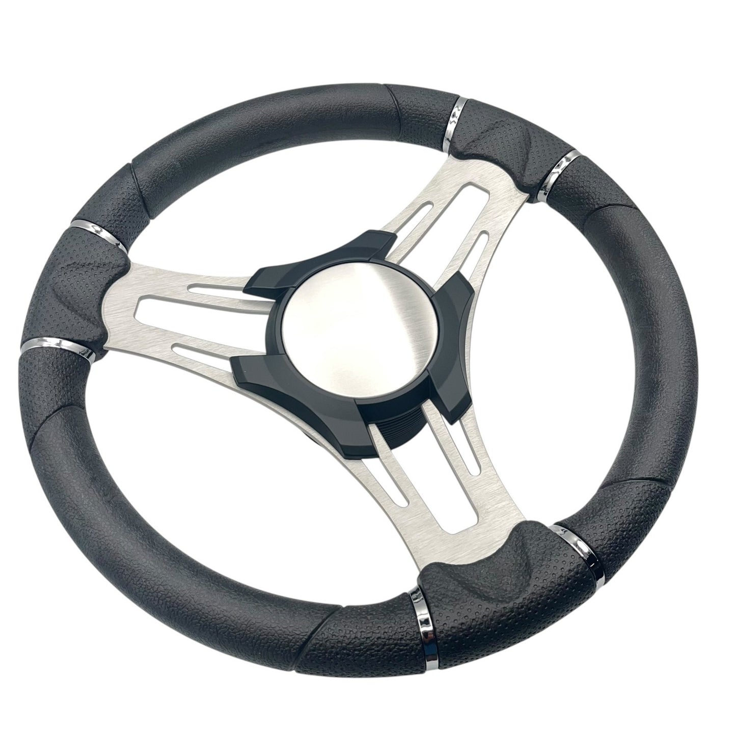 Verona Boat Steering Wheel Gray Brushed Aluminum Spokes | Plain