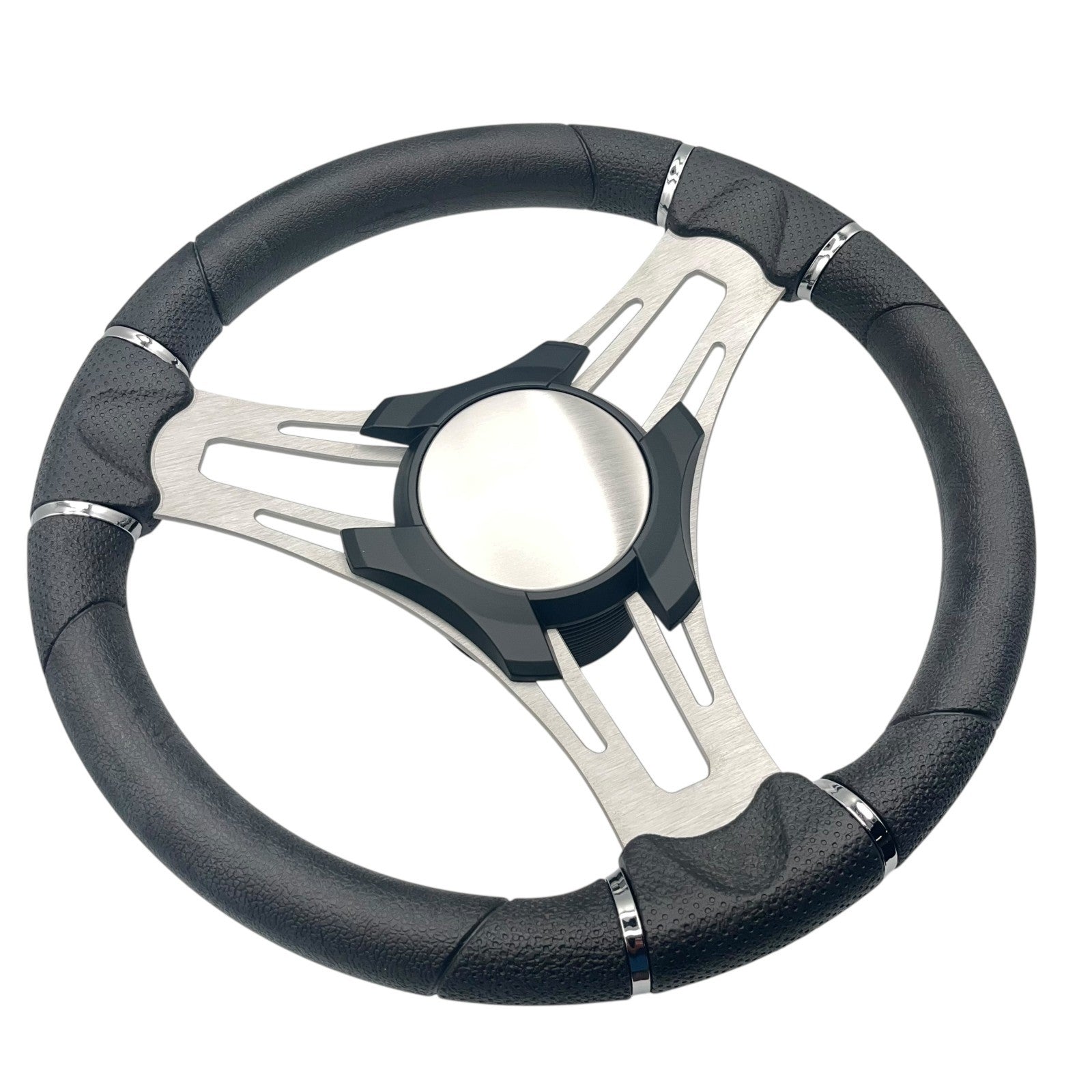 Verona Boat Steering Wheel Gray Brushed Aluminum Spokes | Plain