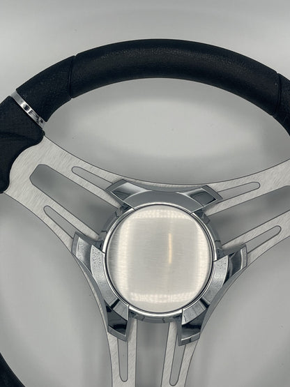 Verona Boat Steering Wheel Gray Brushed Aluminum Spokes