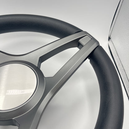 Molino Gray w/Soft Touch Urethane Rim Boat Steering Wheel | Plain