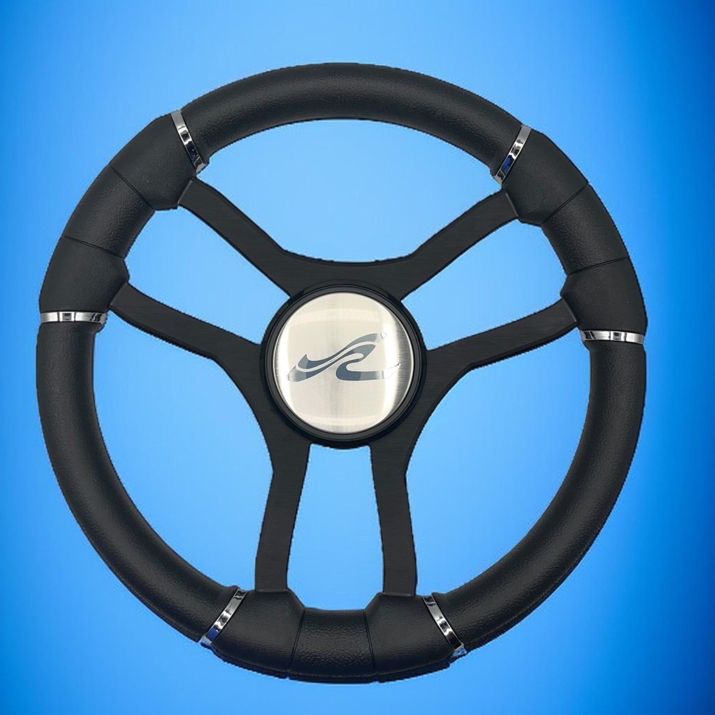Malera Boat Steering Wheel Black Aluminum Spokes | SeaRay Boats