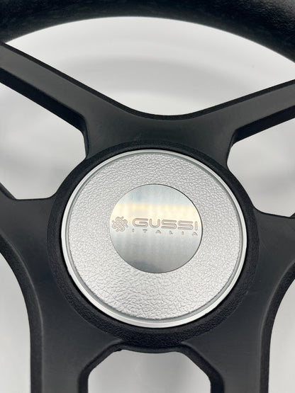 Molino Black w/Silver Accents Boat Steering Wheel | Gussi Italia Center Cap