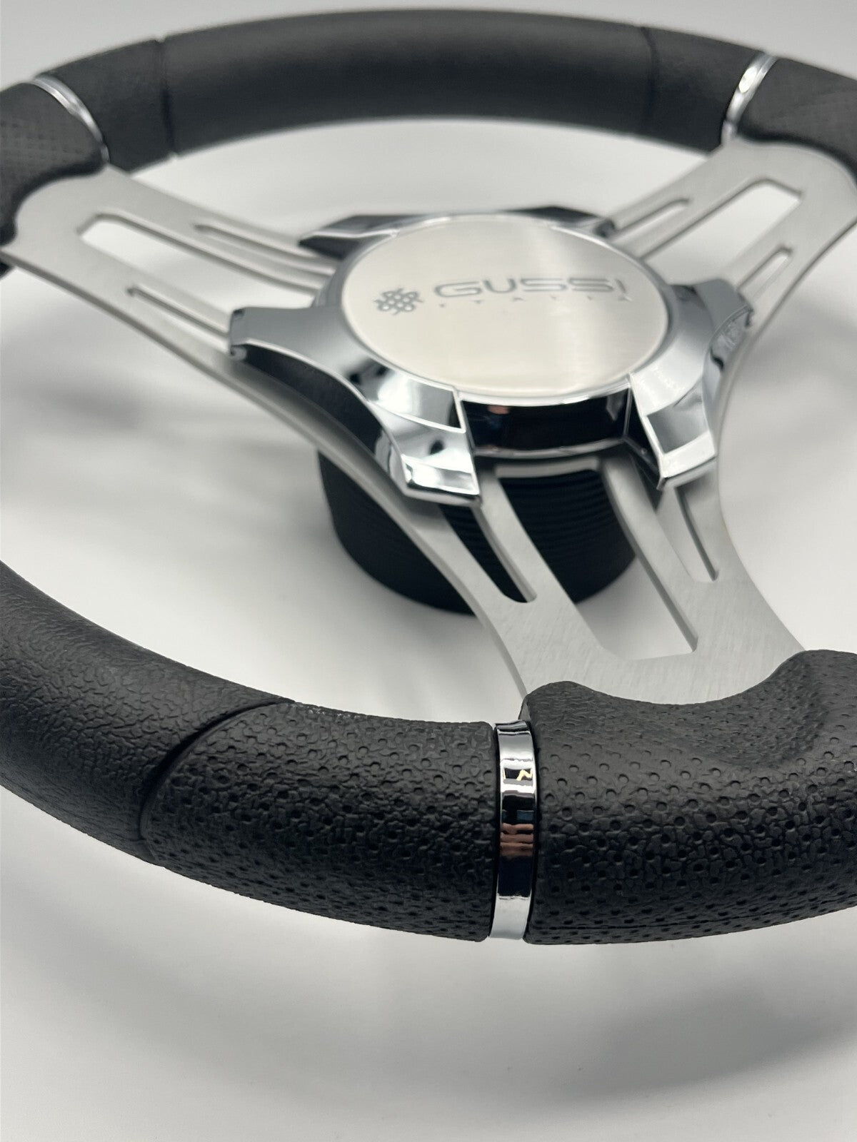 Verona Boat Steering Wheel Gray Brushed Aluminum Spokes | Gussi Italia