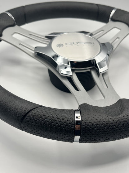 Verona Boat Steering Wheel Gray Brushed Aluminum Spokes | Gussi Italia