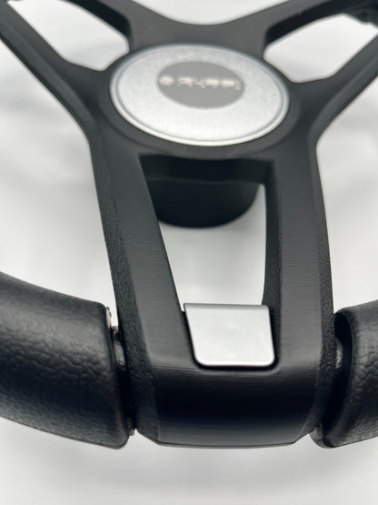 Molino Black w/Silver Accents Boat Steering Wheel | Gussi Italia Center Cap