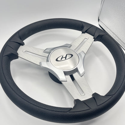 Model 15 Marine Steering Wheel Brush Alum Spokes | Silver Harris Kayot
