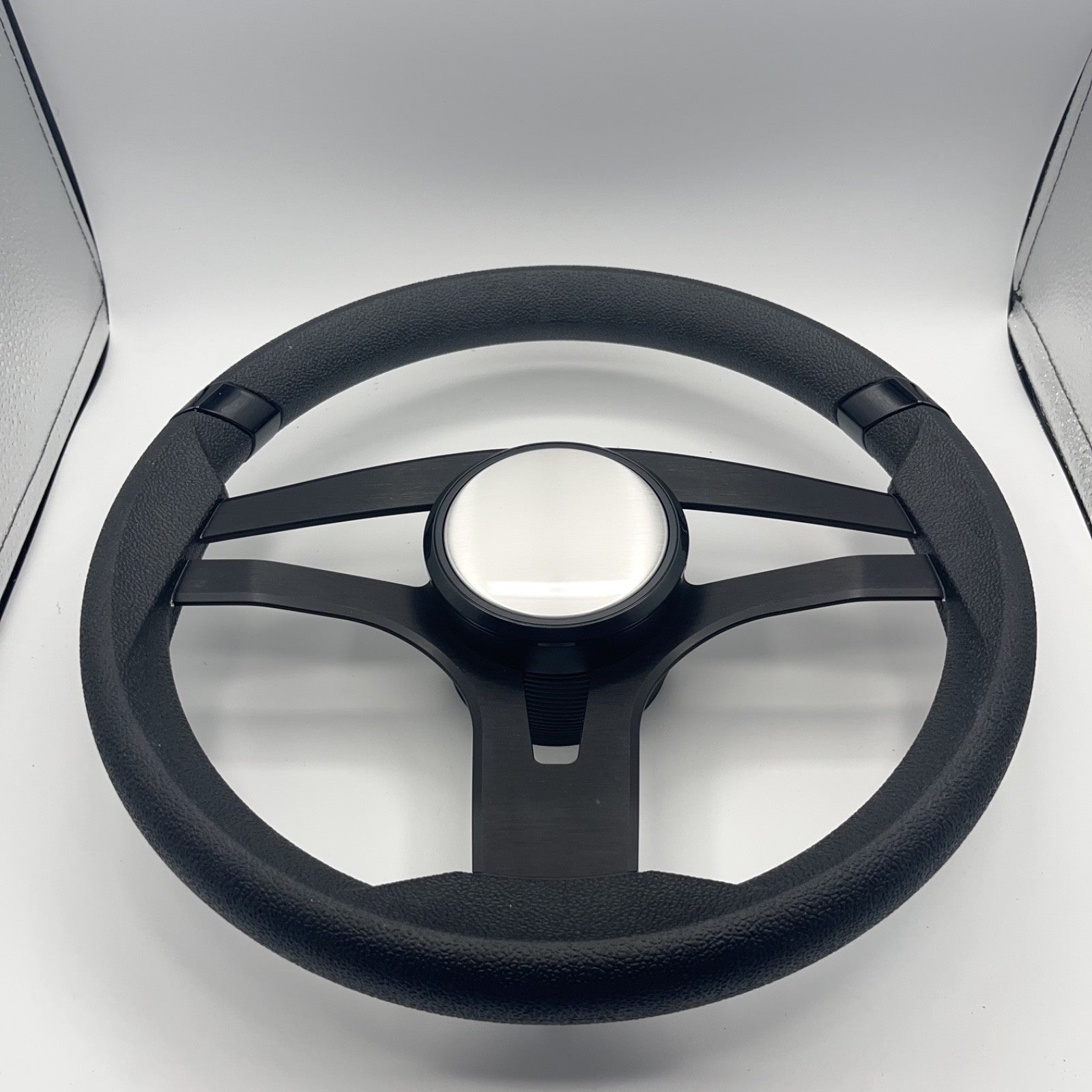 Badia Boat Steering Wheel Brushed Black Aluminum Spokes - Plain