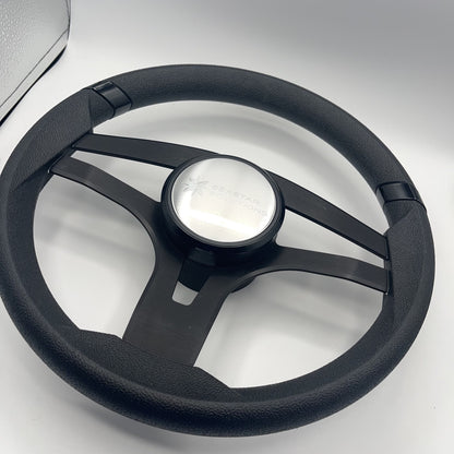 Badia Boat Steering Wheel Brushed Black Aluminum Spokes | Seastar Solutions