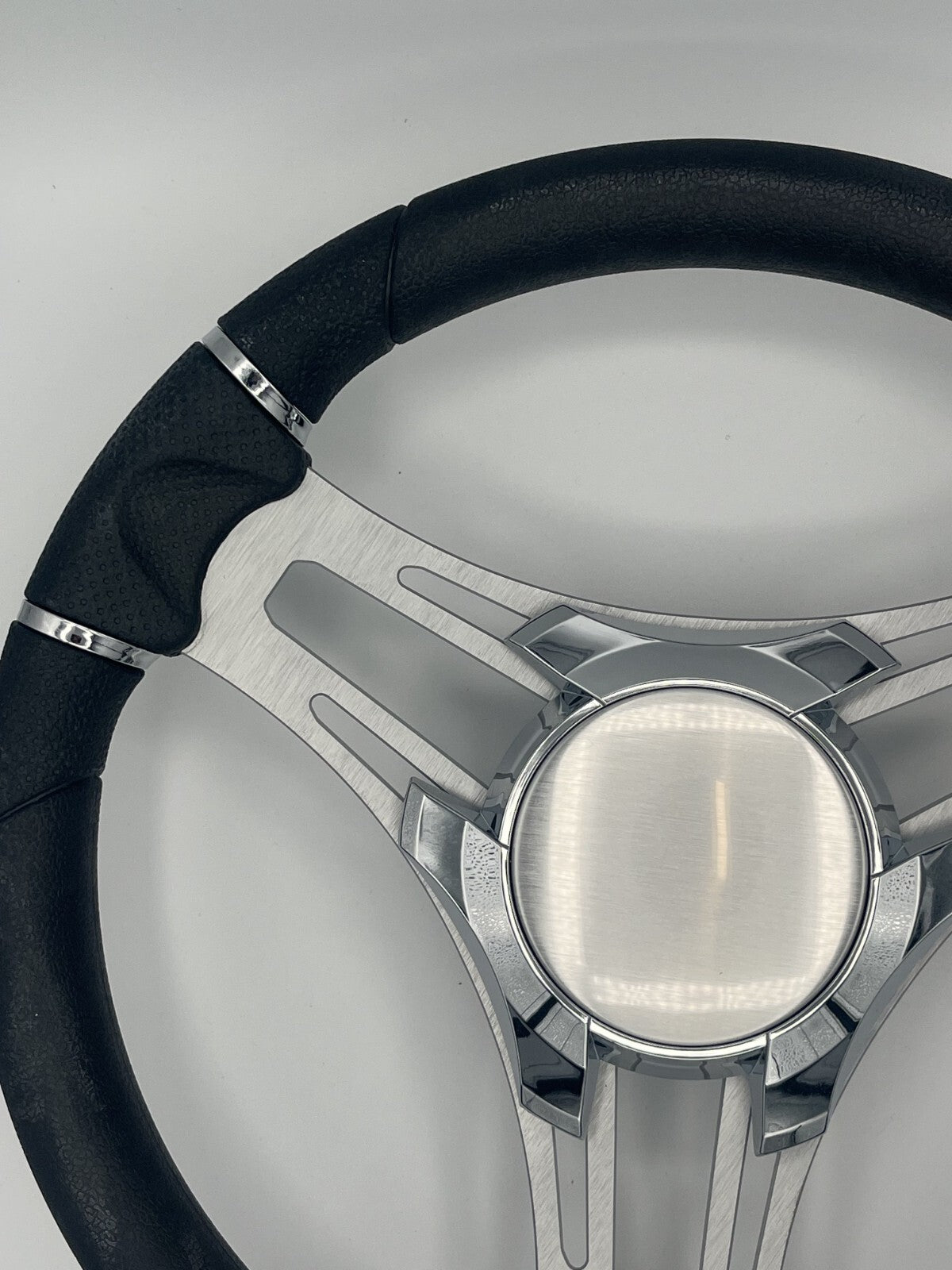 Verona Boat Steering Wheel Gray Brushed Aluminum Spokes