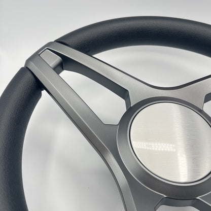 Molino Gray w/Soft Touch Urethane Rim Boat Steering Wheel | Plain