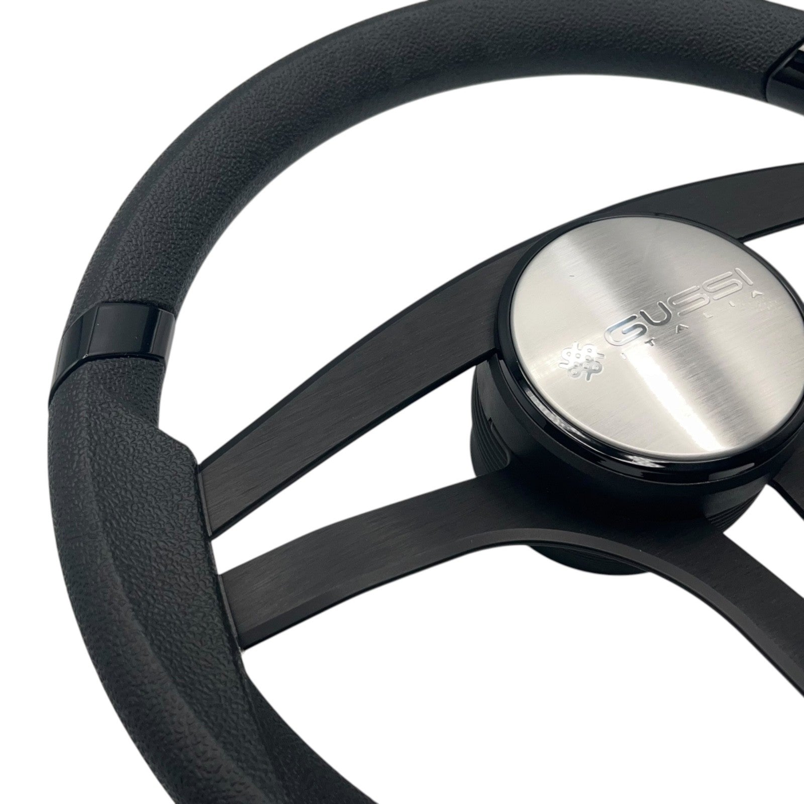 Badia Boat Steering Wheel Brushed Black Aluminum Spokes
