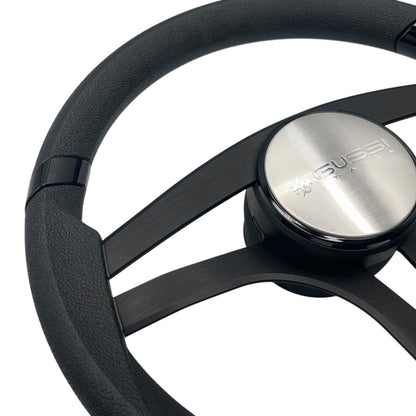 Badia Boat Steering Wheel Brushed Black Aluminum Spokes
