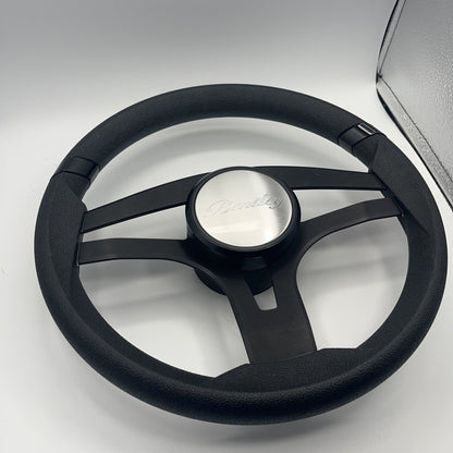 Badia Boat Steering Wheel Brushed Black Aluminum Spokes | Bentley