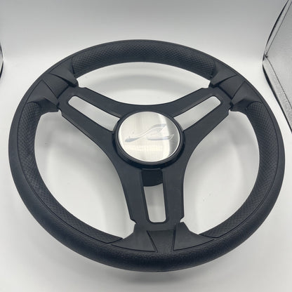 Gussi Italia Marine Steering Wheel Black Brush Metal Spokes | Sea Ray