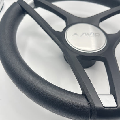 Molino Black w/Soft Touch Urethane Rim Boat Steering Wheel | Avid Boats
